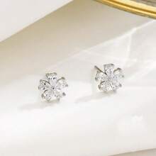 S925純銀小鑽石花耳釘,時尚,簡約風和套裝適合女士