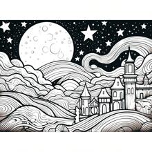 Adult Coloring Book With 32 Pages Van Gogh Style Starry Night Coloring Patterns , Art Supplies For Stress Relief , Relaxing , Reflecting And Decompressing - Ideal Christmas Gift For Men , Women And Teens Back To School,Mother's Day,Mom's Gift,Back To School,School Supplies