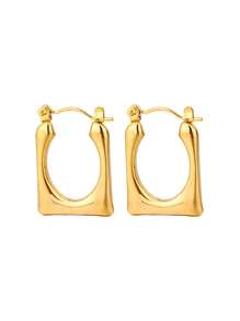 1 Pair Fashionable Geometric Stainless Steel Earrings, Suitable For Women's Daily Wear Or Stylish Commute
