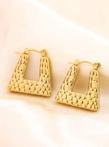 1 Pair Fashionable Geometric Stainless Steel Earrings, Suitable For Women's Daily Wear Or Stylish Commute