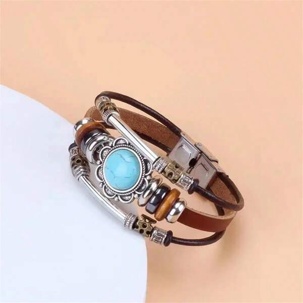 Pulsera Retro Transfronteriza Para Hombres Y Mujeres, Pulsera Turquesa, Pulsera Exquisita De Alta Gama