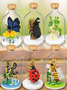 A Bottle Of Mantis Mini Building Blocks Set Insect Bricks Luxury Christmas Present Gift For Boy/Girl Friends Room Decoration - Green - View 10