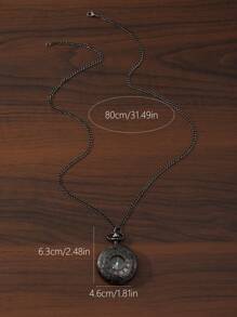 1 PC Chất Liệu Hợp Kim Hoa Văn La Mã Flip Cover Vintage Đồng Hồ Bỏ Túi Làm Quà Tặng Cho Học Sinh Trở Lại Trường Học - màu đen - Xem 4