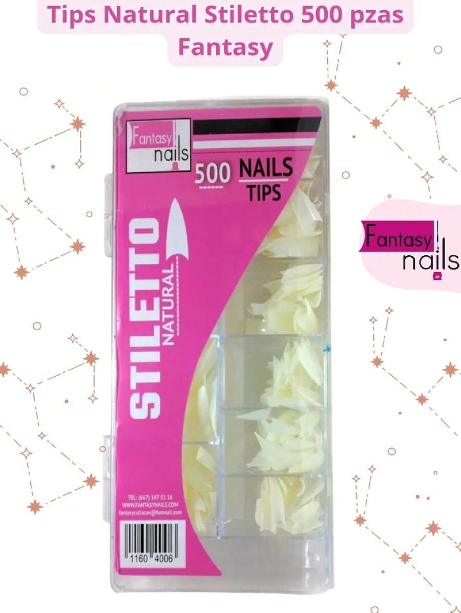 500 Pieces Nail Tips Natural Stiletto Fantasy Nails - 無色 - 查看 1