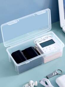 1 件數據線收納盒塑膠手機充電器數據線收納盒電源線整理器 - 透明 - 查看 1