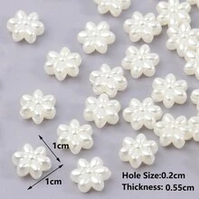 50入組ABS假珍珠亞克力貝殼心形花形蝴蝶形DIY鬆散間隔珠子，用於首飾製作DIY手鍊項鍊髮夾配件 - 白色 - 查看 14