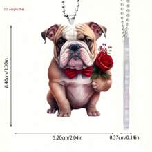 1pc, 2D Acrylic New Cute Dog Car Rearview Mirror Decorative Pendant, Christmas Tree Pendant, Keychain, Bag Decoration, Valentine'S Day Gift - Multicolor - View 1