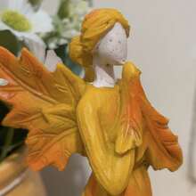 樹脂跪姿天使雕像,帶楓葉,適用於秋季花園庭院裝飾 - 跪地天使 - 查看 5