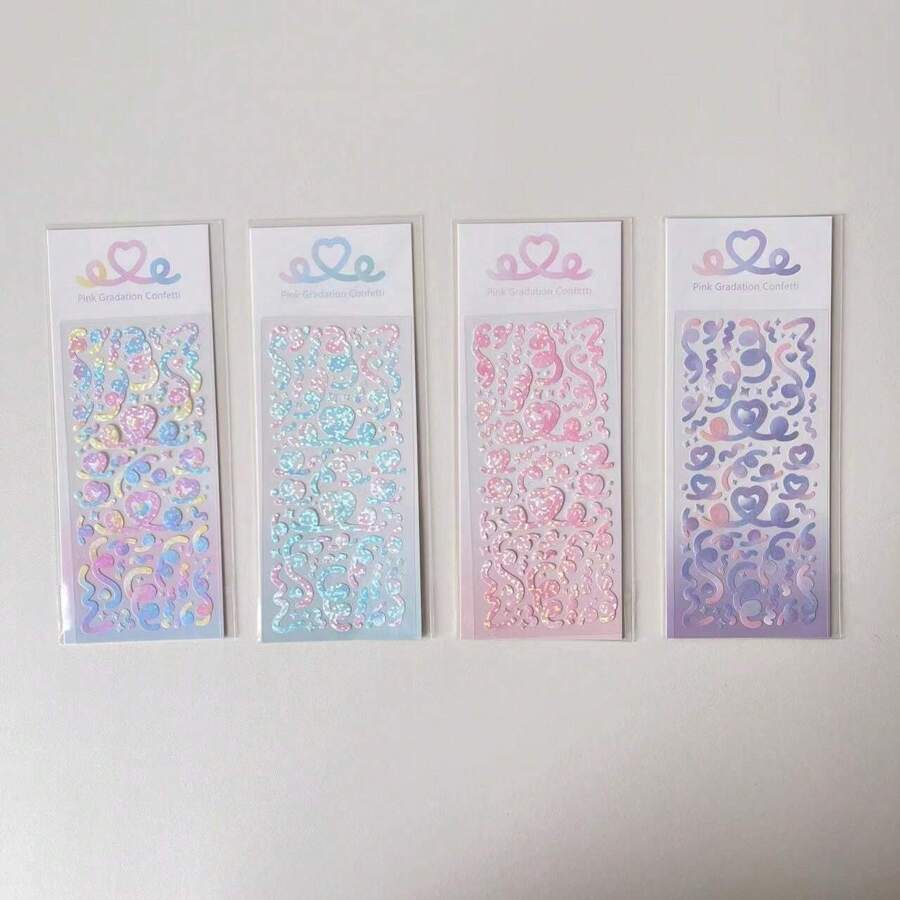 1set/4pcs Heart Shaped Ribbon Gauze Stickers For Diy Crafts Back To School - Apricot - View 1