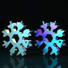 1pc 18-In-1 Mini Snow Wrench Hex Wrench Multifunctional Keychain Portable Multifunctional Camping Survival EDC Tool Outdoor Hiking Stainless Steel Snowflake Bottle Opener/Flathead & Screwdriver Set/Bicycle Wrench