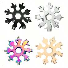 1pc 18-In-1 Mini Snow Wrench Hex Wrench Multifunctional Keychain Portable Multifunctional Camping Survival EDC Tool Outdoor Hiking Stainless Steel Snowflake Bottle Opener/Flathead & Screwdriver Set/Bicycle Wrench