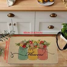 1pc Floral Printed Linen Kitchen Mat, With Modern Simple Style, Quick Drying, Non-Slip, Suitable For Kitchen Sink, Bathroom And Laundry Room (Please Choose The Right Size And Pattern) - Multicolor - View 5