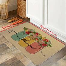 1pc Floral Printed Linen Kitchen Mat, With Modern Simple Style, Quick Drying, Non-Slip, Suitable For Kitchen Sink, Bathroom And Laundry Room (Please Choose The Right Size And Pattern) - Multicolor - View 6