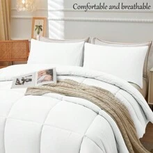 2/3 Lớn Hình vuông Màu thuần Chăn bông Bộ ( + ) , Mềm mại Và Thoải mái , Dày lên Và Ấm áp , Thích hợp Đối với Học sinh , , , Bộ đồ giường có thể sử dụng In Tất cả các mùa ( Bao gồm Chăn bông Cốt lõi ) ( Gối Cốt lõi Không bao gồm ) - trắng - Xem 3