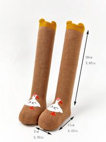 秋冬加厚膠點幼兒毛巾過膝長筒堆疊襪 - 彩色 - 查看 2
