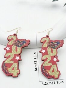 1對女性時尚極簡耳環,附有2024年龍裝飾,適用於新年禮物 - 紅色 - 查看 6