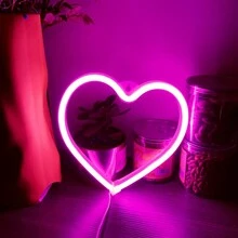 Lumière au néon en forme de cœur rose, lumière LED alimentée par batterie ou USB, lumière décorative pour le bureau, le mur, le dortoir, la salle de classe, la chambre des filles, la fête des mères, la saint-valentin, l'anniversaire, la maison