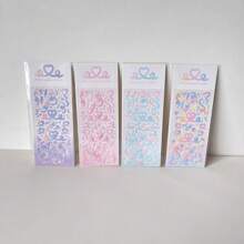 1set/4pcs Heart Shaped Ribbon Gauze Stickers For Diy Crafts Back To School - Apricot - View 4