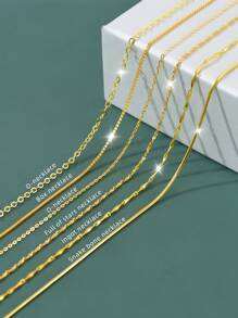 S925純銀鍊搭配18k鍍金,無吊墜,提供金色、銀色和玫瑰金色三種選擇 - 金色 - 查看 10