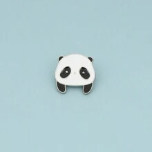 可愛的熊貓形狀胸針作為背包、衣服等裝飾品的禮物 - 黑色 - 查看 1