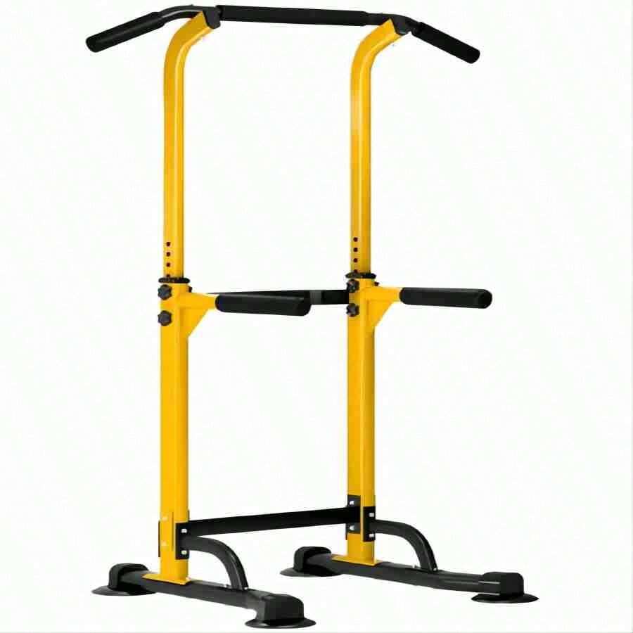 DlandHome Adjustable Height Pull Up Bar Power Tower & Dip Station Home Strength Training Fitness Workout Station, Yellow - 黃色 - 查看 1
