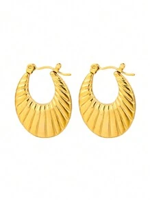 1 Pair Fashionable Geometric Stainless Steel Earrings, Suitable For Women's Daily Wear Or Stylish Commute