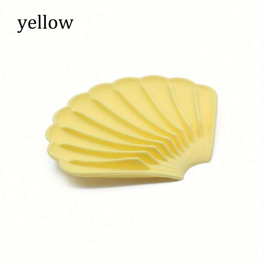 1入黃色帶排水孔的肥皂盒,高級矽膠肥皂座,貝殼形狀自排水肥皂盤適用於肥皂、淋浴、廁所、廚房,可讓肥皂保持乾燥潔淨 - 黃色 - 查看 1