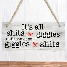 1入組複合板有趣木質牌匾,用於簽名玩笑,惡作劇友人的禮物 - 杏色 - 查看 3