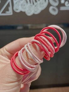 100入/盒兒童彈性頭髮紮,馬卡龍形狀頭飾,糖果色彩,女孩飾品 - 紅色 - 查看 2