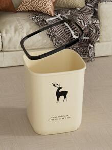 3.2 Gallon/12l Plastic Small Trash Can For Bathroom, Living Room, Bedroom, Children Room, Milk White - White - View 5