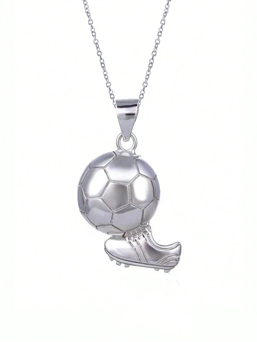 1 vòng cổ mặt dây chuyền bóng đá thời trang cho nữ để làm quà tặng - Bạc - Xem 1