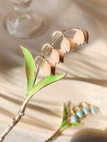 1個女士粉色百合花形金屬髮夾,適用於女孩香肩理髮、日常多變髮飾 - 粉色 - 查看 3