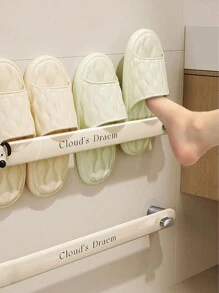 浴室拖鞋掛鉤壁掛鞋櫃置物架, 無需鑽孔, 配有黏貼式壁貼, 拖鞋掛架, 臥室、陽台、浴室、廁所、洗手間可用的壁掛鞋架, 放置鞋子的壁掛收納架,帶有排水孔的鞋架,無痕廁所拖鞋架