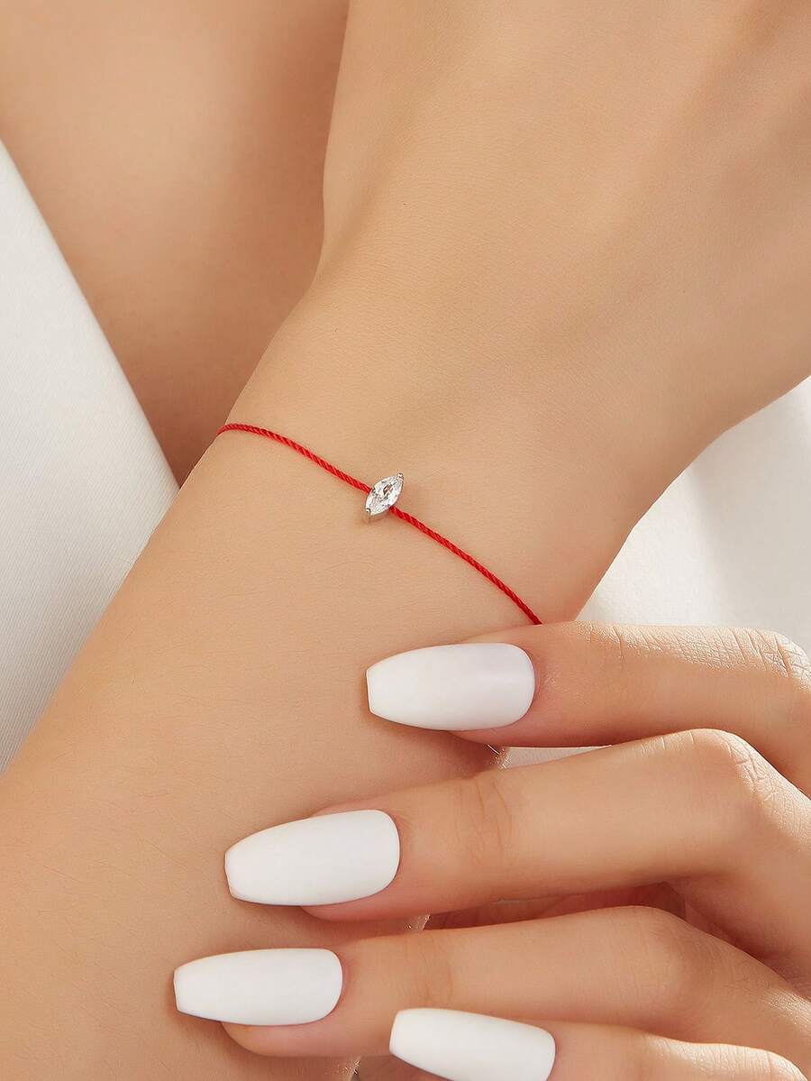 1款簡單百搭手工編織925銀與鋯石手鍊,適合女孩的理想禮物