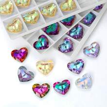 New Creative 18mm Imitation Sisha Style Heart Shaped Glass Pendant,12pcs/Pack, Single Hole Plated With Colors - 18mm Love RF - View 3