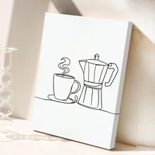 1 件成品咖啡飲料牆壁裝飾畫,咖啡機熱咖啡,現代簡約藝術畫,辦公室廚房牆壁裝飾帶框畫,壁掛式,可直接懸掛 - 彩色 - 查看 11