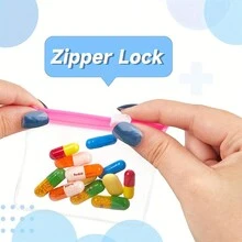 7PCS Portable Pill Pouch Bags With Slide Lock Zippered Reusable Pill Pouch Set - Purple - View 5