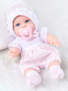 30 公分重生娃娃玩具柔軟矽膠嬰兒娃娃玩具,可愛粉紅娃娃毛絨玩具適合睡覺的孩子,12 英寸 - 粉色 - 查看 6
