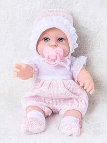 30 公分重生娃娃玩具柔軟矽膠嬰兒娃娃玩具,可愛粉紅娃娃毛絨玩具適合睡覺的孩子,12 英寸 - 粉色 - 查看 1