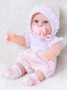 30 公分重生娃娃玩具柔軟矽膠嬰兒娃娃玩具,可愛粉紅娃娃毛絨玩具適合睡覺的孩子,12 英寸 - 粉色 - 查看 3