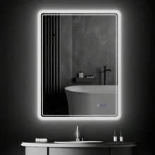 LED Backlit Blue Atmosphere, Lighted Bathroom Mirror, Anti-Fog Dimmable Adjustable Light Mirror ,36"X 28" LED Bathroom Backlit Mirror, Bathroom Mirror With Lights, LED Mirror For Bathroom