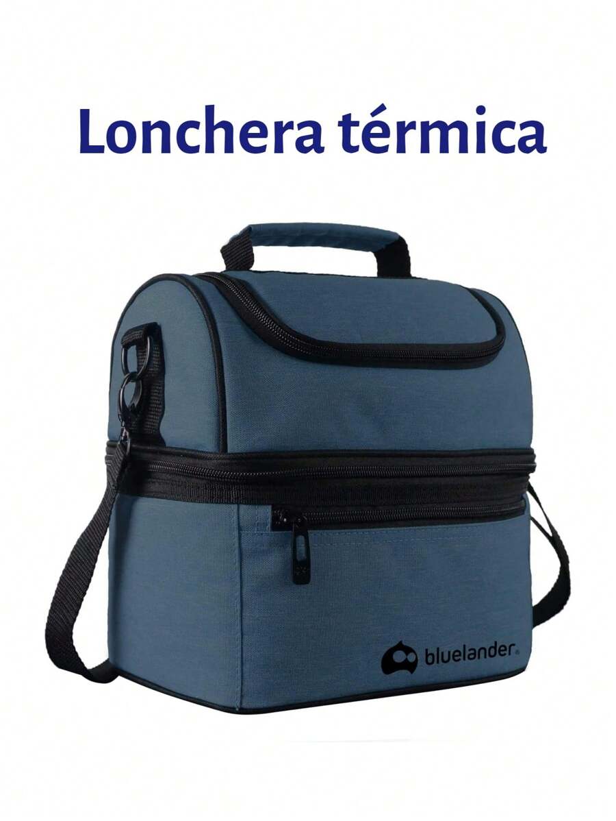 Lonchera Bluelander Portátil de Dos Pisos con Aislamiento Térmico y Diseño Impermeable - azul real - Ver 1