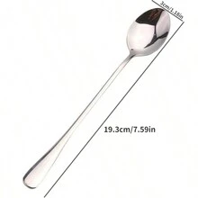 2pcs Stainless Steel Laser Engraved Ice Cream Dessert Spoon - Silver - View 2