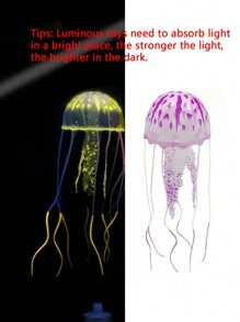 3入組隨機配色發光矽膠水母造型水族箱裝飾品,適用於魚缸裝飾 - 彩色 - 查看 5