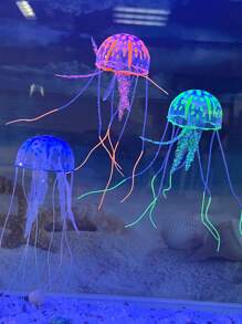 3入組隨機配色發光矽膠水母造型水族箱裝飾品,適用於魚缸裝飾 - 彩色 - 查看 9