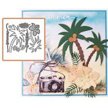 1 件海邊椰子樹,碳鋼金屬壓花切紙刀片模具,清新微風,diy 剪貼簿相簿裝飾壓花工具 - 銀色 - 查看 1