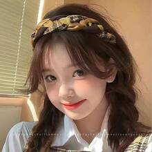 1片女士流行寬邊髮箍,彩帶頭帶髮箍,新品到貨 - 卡其色 - 查看 2