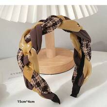 1片女士流行寬邊髮箍,彩帶頭帶髮箍,新品到貨 - 卡其色 - 查看 3