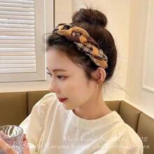 1片女士流行寬邊髮箍,彩帶頭帶髮箍,新品到貨 - 卡其色 - 查看 1