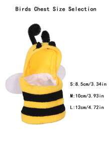 1入寵物鳥隻衣服，冬季保暖外套，可愛的蜜蜂設計鸚鵡夾克，方便的魔鬼氈固定 - 黃色 - 查看 4
